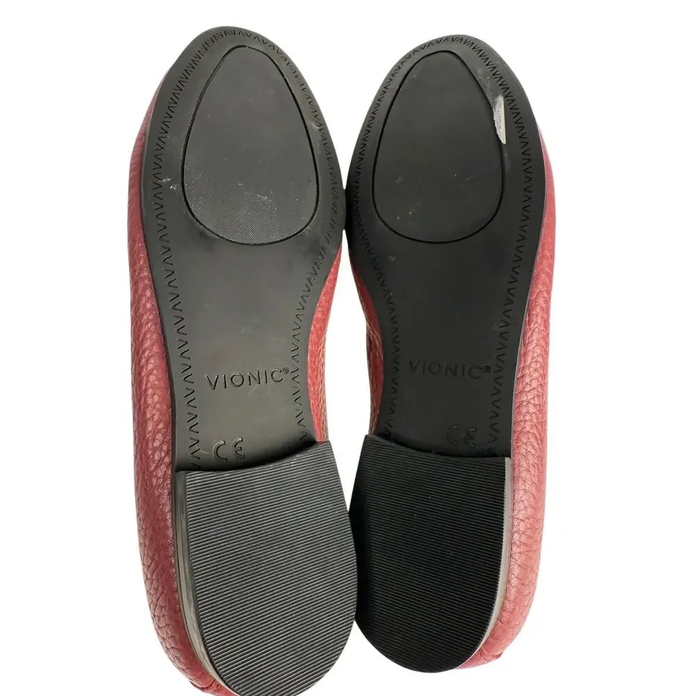 Vionic Willa Womens‎ Sz 5 Slip-on Maroon Pebble Leather Shoe NWOB